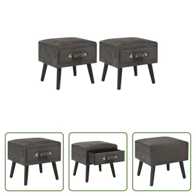 Image de The Living Store Nachttische 2 Stk. Grau 40 x 35 x 40 cm Samt