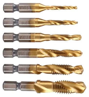 Image de Ensemble de 6 tarauds, perceuse, pour filetage métrique M3-M10