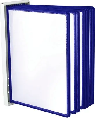Image de Système de plaques pochettes murales Leviatan Support mural pour plaques pochettes Système de plaques pochettes métalliques à visser au mur, Dans un entrepôt, un atelier, un magasin, un laboratoire + 10 plaques pochettes bleues