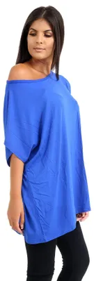 Productafbeelding van Janisramone, dames, nieuwe collectie: top met wijde mouwen, model "batwing", halterneck en losse pasvorm