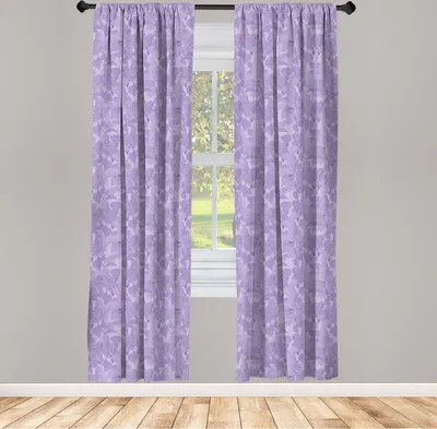 Obrázek produktu pro ABAKUHAUS Fialové závěsy, záclony, romantické kytice květů syringa Obrázek Čerstvá botanická zahrada v předjarí, 2 kusy 75 x 175 cm, fialová