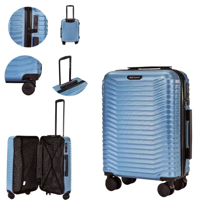 Image de Valise rigide - 60 cm - 63 litres - 100 % polycarbonate - Serrure TSA - Roulettes doubles à 360° - Bleue