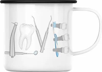 Produktbild von Trendation - Zahntechniker Zahnmedizinische Fachangestellte Emaille Tasse Geschenk Zahnarzt Lustig Praxis Geschenkidee Zahnarzthelferin Zahntechniker Zahnärztin - Love (Schwarz)