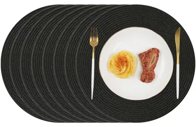 Productafbeelding van Ronde placemats, zwart, 8 stuks, 34 cm, hittebestendig, vaatwasmachinebestendig, polypropyleen