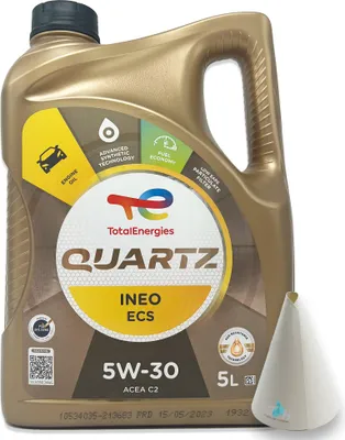 Produktbild von Total Quartz Ineo ECS | 5W-30 | 5 L | PSA B71 2290 | Iveco | Fiat | mit Trichter
