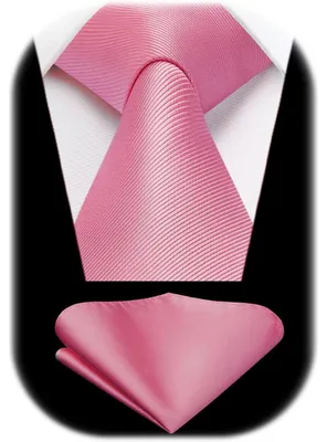 Produktbild von Krawatten- und Einstecktuch-Set Herren Rosa einfarbig 2-teilig