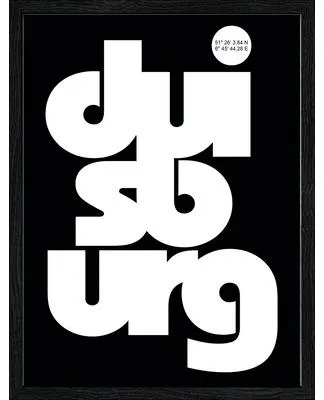 Produktbild von Gerahmtes Bild Duisburg Letters schwarz weiß 33x43 cm