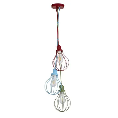 Produktbild von Deckenleuchte Kinderzimmer Metall 26 cm breit H: max. 160 cm Rot Blau Grün E27 Kinderzimmerleuchte Decke