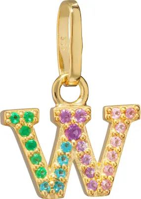 Produktbild von Buchstabe W Kettenanhänger – 333 Gelbgold 6,5x9,9mm mit Zirkonia bunt