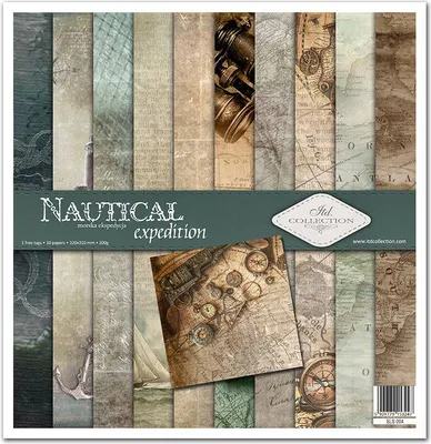 Produktbild von ITD COLLECTION Setz 11Stk 30x30cm Scrapbooking Papier - Nautical Expedition