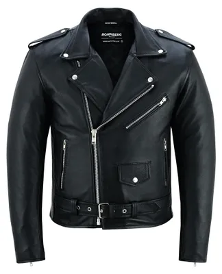Herren Bikerjacke aus Vollleder, Schwarz, Gr. L