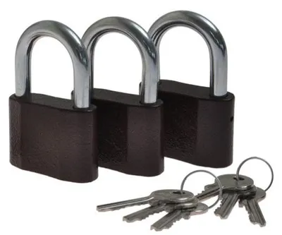 Image de KS40 lot de 3 cadenas cylindre en fonte avec 6 clés blister