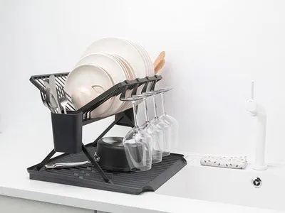 Produktbild von Faltschutzabdeckung dunkelgrau groß - ideal für die Spülmaschine