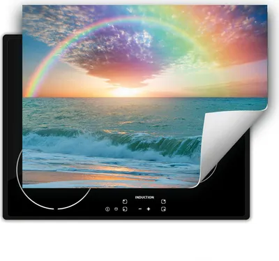 Produktbild von DarHaus Herdabdeckplatte 80x52 cm Anti Rutsch Matte Aufrollbar, Meer - Strand