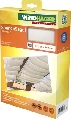 Produktbild von Windhager Sonnensegel Seilspanntechnik, 420 x 140 cm, Weiß, Beschattung von Wintergarten und Terrasse, 10872