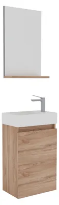Produktbild von Waschtisch-Set mit Spiegel (2-teilig) "Conza 45" – 45 x 26 x 75 cm – Eiche