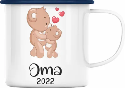 Produktbild von Trendation - Du Wirst Oma 2022 Emaille Tasse Geschenk Schwangerschaft Verkünden Großmutter Überraschung Baby Emaille Emaille Tasse Oma (Blau)