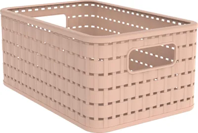 Produktbild von Rotho Aufbewahrungskorb A5 6 Liter Volumen 8873809 Kiste Country Rattan-Optik, Rotho Korb Farbe:Meadow Rose, Rotho Korb Größe:DIN A5 6 Liter