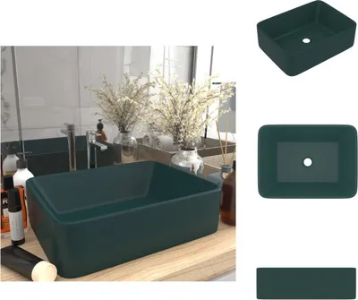 Immagine prodotto di vidaXL Lavabo verde scuro opaco 41x30x12 cm in Vetroceramica - Lavabo da bagno