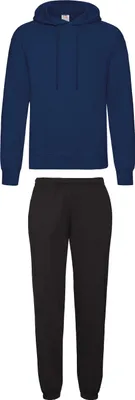 Immagine prodotto di Tuta da jogging Fruit of the Loom - Pantaloni e felpa con cappuccio, colore: nero e blu, taglia: XL