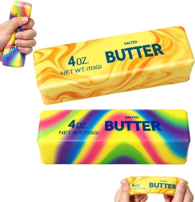 Productafbeelding van Boter Squishy - 2-delig - Rainbow butter fidget toys met langzaam