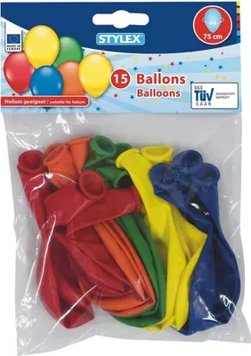 Zdjęcie produktu dla Stylex 14820, Zabawka - balon, Różne kolory, Okrągły, 15 szt., Europa