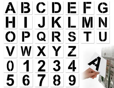 Produktbild von Buchstaben- und Zahlenschablonen - 36-teiliges Set wiederverwendbare Malschablonen - für DIY Scrapbooking und Malerei - 36 Stück