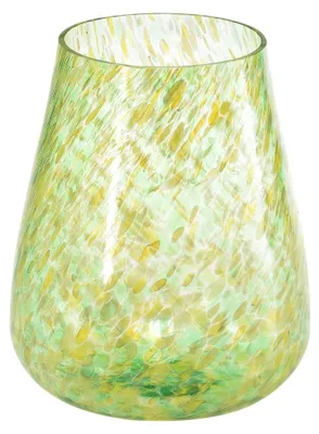 Produktbild von Teelichthalter Windlicht aus Glas in Gelb und Grün Ø12cm H14,5cm