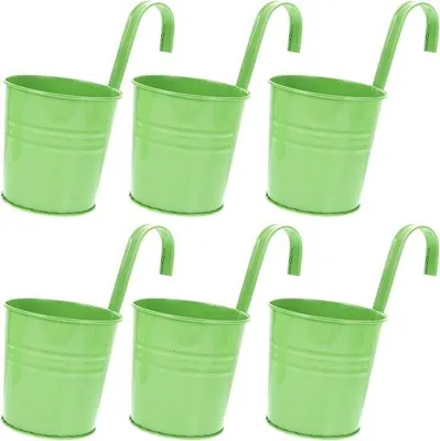 Produktbild von Famanu Hängende Blumentöpfe Grüne Metallblumentöpfe - 6 Stück