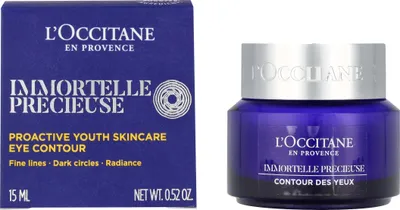 Zdjęcie produktu dla L'Occitane Immortelle Precious, Balsam do oczu, Kobiety, Skóra uniwersalna, Przeciwstarzeniowy, Przeciw cieniom, Spulchnianie, Orzeźwiający, Kwas hialuronowy, Słoiczek