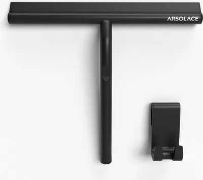 Immagine prodotto di Spazzola per box doccia nera, 21 cm, per box doccia, bagno, finestre e vetri dell'auto, spazzola per finestre, box doccia con gancio, cestello per la pulizia delle finestre