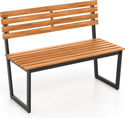 Immagine prodotto di COSTWAY Panchina da giardino in legno, panchina in legno, panchina a 2 posti in legno di acacia, panchina da balcone con telaio in metallo, panchina da terrazza con portata fino a 360 kg, panchina da parco