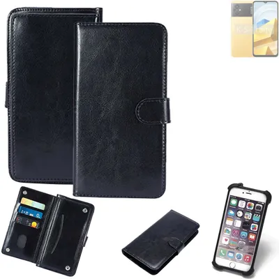 Produktbild von K-S-Trade 360° Hülle kompatibel mit POCO M5 schwarz Kunstleder Case BookCase WalletCase Kunstlederederhülle Handyhülle, Rundumschutz Bumper (1x)