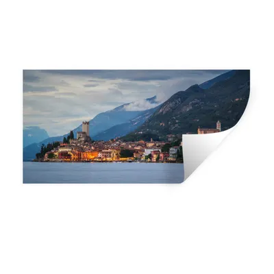 Produktbild von MuchoWow® Wandtattoo Wandsticker Wandaufkleber Gardasee - Stadt - Wolken 40x20 cm Selbstklebend und Repositionierbar - Aufkleber