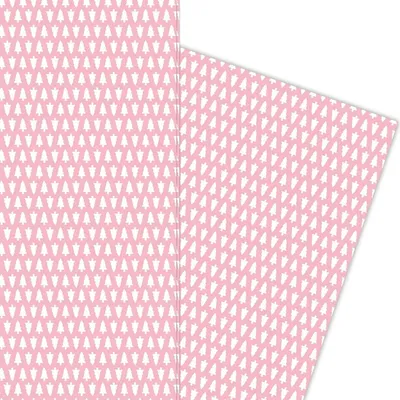 Produktbild von Zartes Weihnachtsbaum Geschenkpapier zu Weihnachten auf rosa - G5888, 32 x 48cm