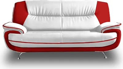 Produktbild von Emoebel24 Sofa 3-Sitzer Couch Kunstleder ONYX 198x87x89 cm Kunstledersofa 3-er (weiss-rot)