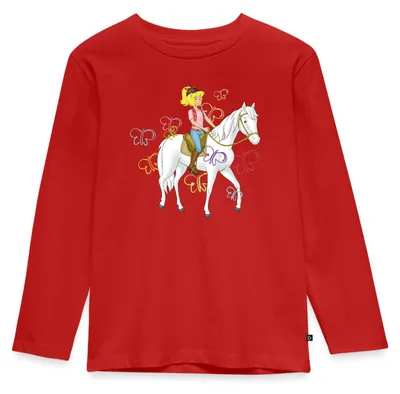 Produktbild von Spreadshirt Bibi Und Tina Bibi Reitet Auf Stute Sabrina Kinder Premium Langarmshirt, 98/104 (2 Jahre), Rot