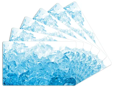 Produktbild von Wallario Frühstücksbrettchen 6er Set aus Glas, je 14 x 23 cm, mit rutschfesten Füßen, Motiv Leuchtendes Eis in blau