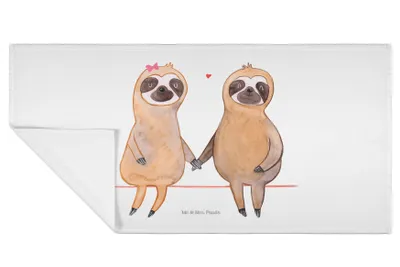 Produktbild von Mr. & Mrs. Panda Handtuch Faultier Pärchen - Weiß - Geschenk, Liebe, 50x100, gesichtstuch, Flauschtuch, kleines, Gemeinsam, frottee