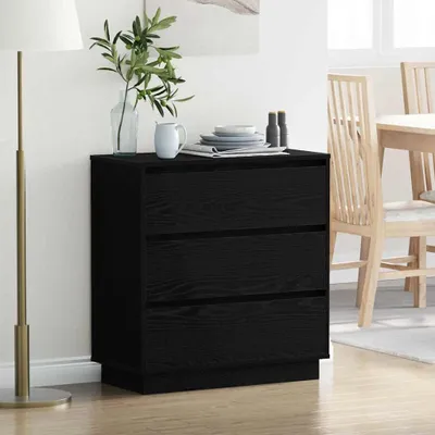 Productafbeelding van vidaXL Nachtkastje, zwart, eikenlook, 71 x 34,5 x 75 cm, houtvezel