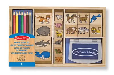 Produktbild von Melissa & Doug Animal Stamp Set, Blau, Mehrfarbig, Kunststoff, Holz, Junge/Mädchen, 4 Jahr(e), 177,8 mm