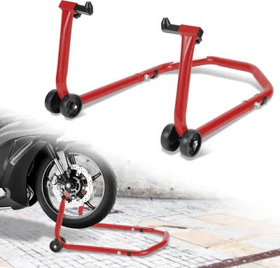 Obrázok produktu pre Bettizia stojan na motorku 300 kg montážny stojan na prednú časť | adaptér U-Type| nosnosť zdviháka na motorku motorka červená