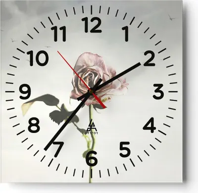 Produktbild von Wanduhr - Quadrat - Glasuhr - Rose Vögel Himmel - 30x30cm - Schleichendes Uhrwerk - Lautlos - zum Aufhängen bereit - Dekoration Modern - Wanddekoration aus Glas - C4AC30x30-4509