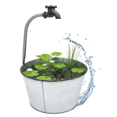 Produktbild von Metalleimer verzinkt mit Deko Wasserhahn - Größe: 48x29