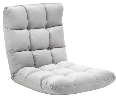 Produktbild von Bodenstuhl Faltbar Bodensessel mit Liegefunktion Verstellbarer Rückenlehne, gepolstert Relaxsessel zum Fernsehen, Lesen, Meditationsstuhl Lazy Sofa Lesesessel für Meditation Zuhause Grau