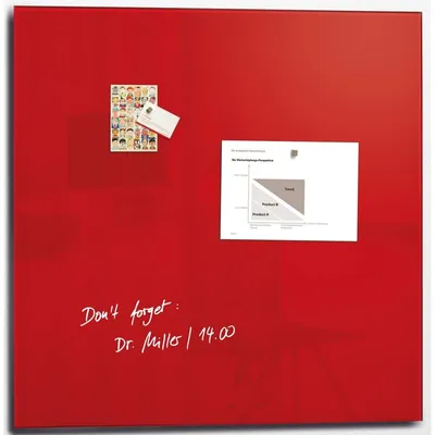 Zdjęcie produktu dla SIGEL GL202 Szklana tablica magnetyczna Artverum - rot, 100 x 100 cm