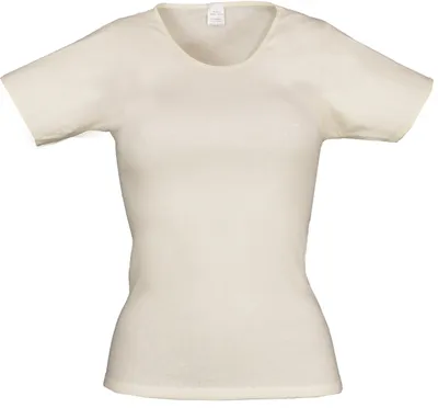 Produktbild von wobera Angora Damen-Unterhemd mit halbem Arm oder T-Shirt mit 40% Angora und 60% Baumwolle (Gr. M, Farbe: naturweiß)