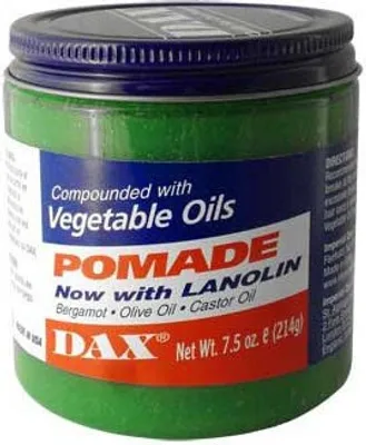 A jar of DAX Vegetable Oils Pomade with Lanolin.