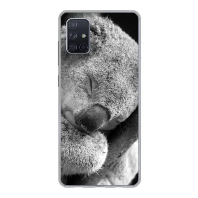 Produktbild von MuchoWow® Handyhülle Schutzhülle Hülle für Samsung Galaxy A71 Schlafender Koala auf schwarzem Hintergrund Silikon Softcase Handy Hülle - Kartenbesitzer
