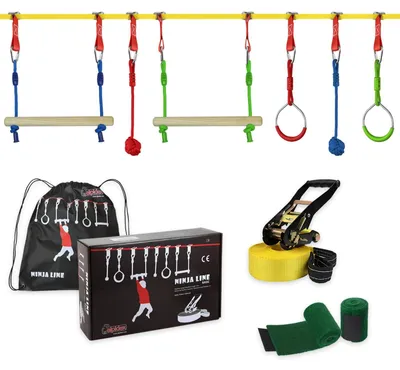 Image de Parcours Ninja avec Slackline pour Enfants, comprenant des obstacles
